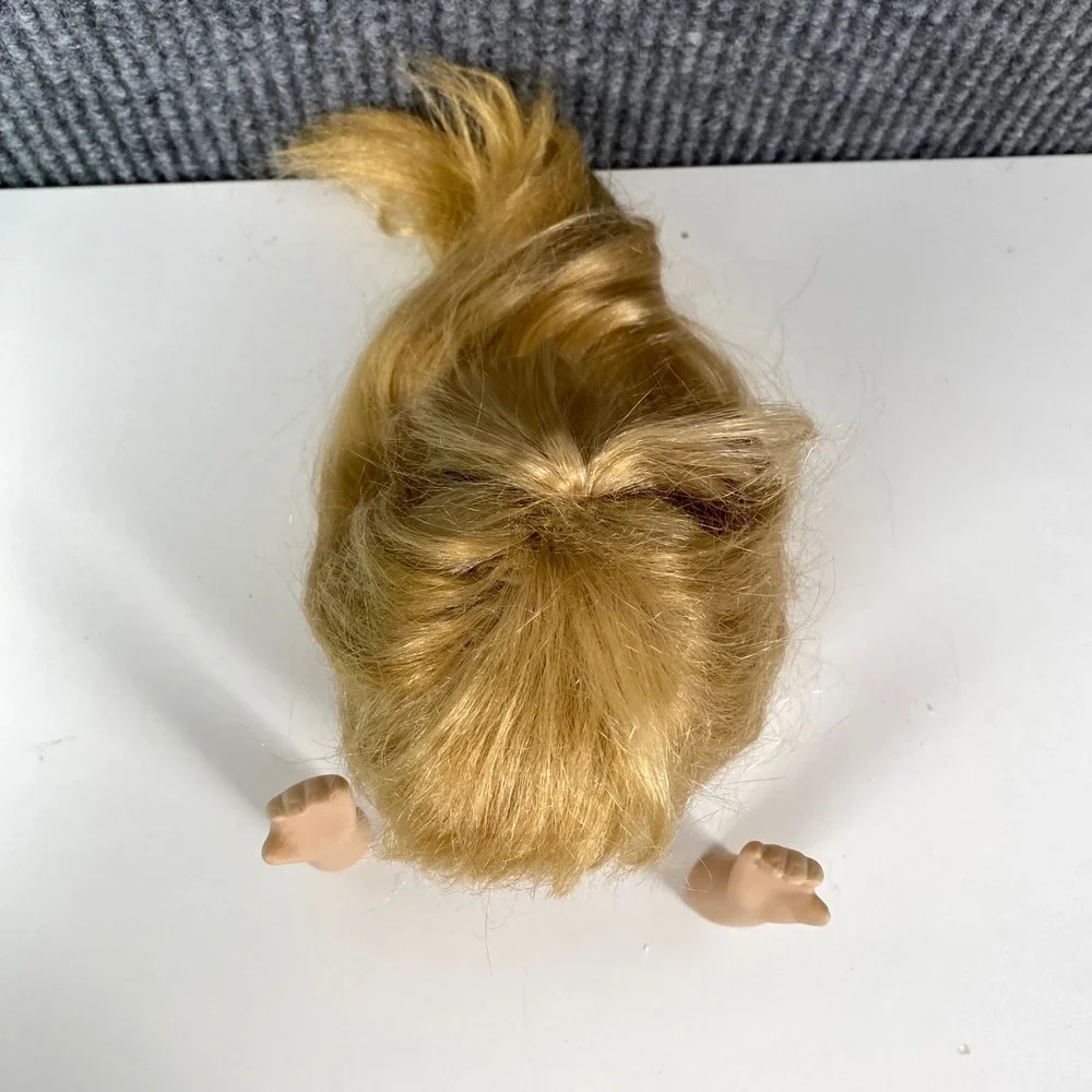 Porcelain Doll Head and Arms Set Blonde Hair Blue Eyes Doll Making Parts 3.5in